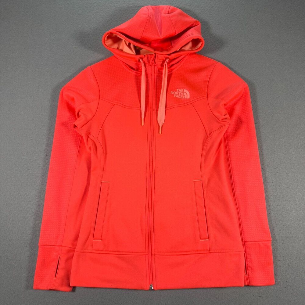 The North Face Hoodie Sweatshirt Womens XS Orange Full Zip Fleece Hiking Outdoor